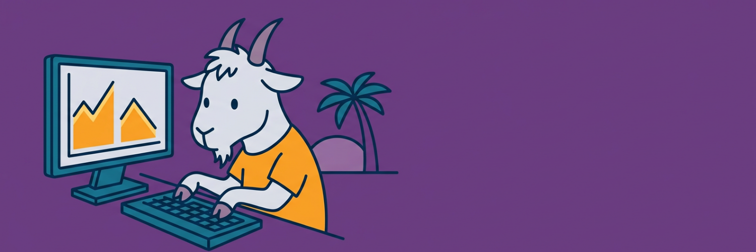 bill at a desk with candle charts and palm trees