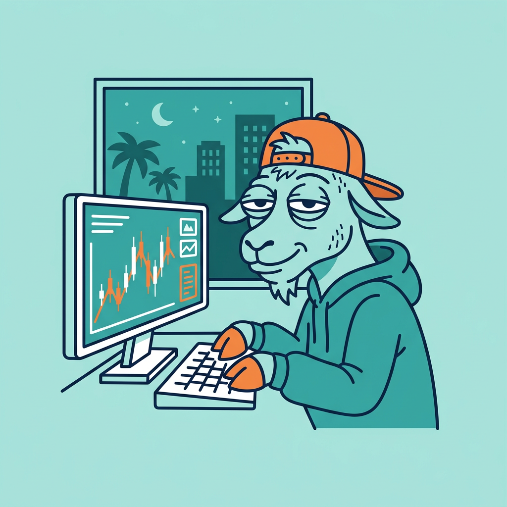 bill the goat logo in neon miami colors